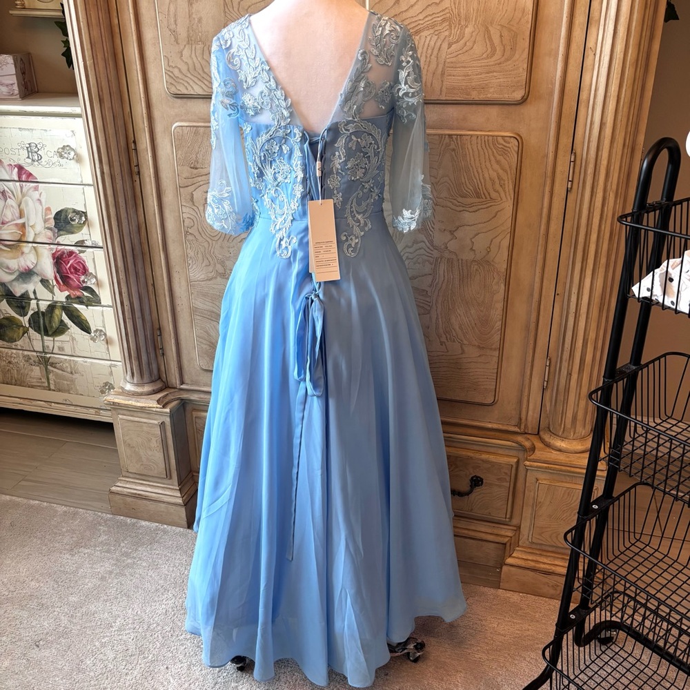 NEW, Blue Dress, Mother of the Bride, Gender Reveal, Chiffon, NWOT, Size L/14 - Picture 11 of 13